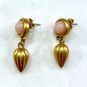 Vintage Avon Gold-Tone Drop Earrings with Pale Pink Cabochons